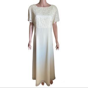 VTG Lanz of Salzburg Pale Yellow/Ivory Lace Gown Mother of the Bride Size 12
